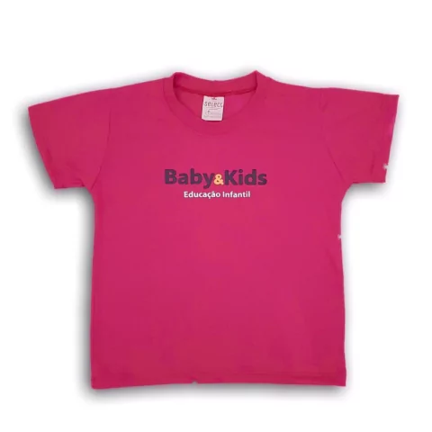 Camiseta em poliviscose manga curta Rosa