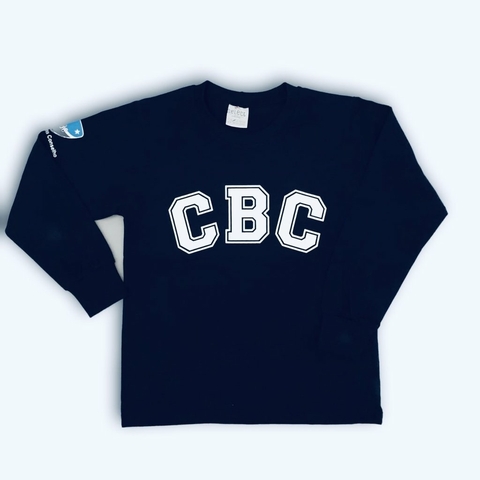 Camiseta manga longa em Algodão marinho