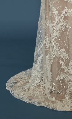 S0370 - TUL BORDADO CON PERLAS Y MOSTACILLAS - tienda online