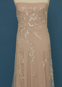 S0424 - TUL BORDADO CON LENTEJUELAS Y MOSTACILLAS - comprar online