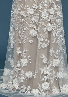 S0484 - TUL BORDADO CON FLORES 3D - tienda online