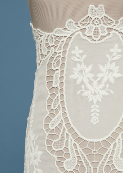 S0508- GASA DE SEDA GEORGETTE BORDADA CON GUIPIURE - comprar online