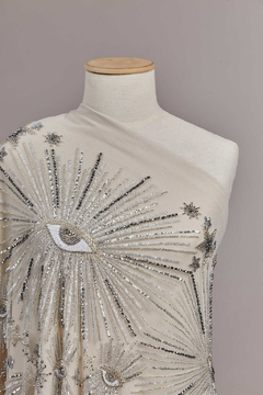 S0610 - TUL BORDADO CON LENTEJUELAS Y CANUTILLOS, PELTRE, SILVER Y OFF WHITE - (copia) - comprar online