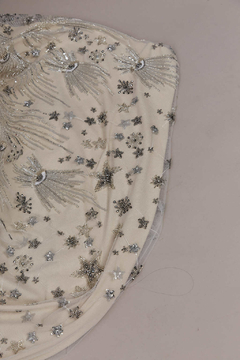 Imagen de S0610 - TUL BORDADO CON LENTEJUELAS Y CANUTILLOS, PELTRE, SILVER Y OFF WHITE - (copia)
