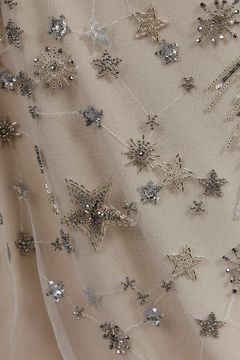 Imagen de S0610 - TUL BORDADO CON LENTEJUELAS Y CANUTILLOS, PELTRE, SILVER Y OFF WHITE - (copia)