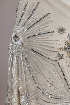 S0610 - TUL BORDADO CON LENTEJUELAS Y CANUTILLOS, PELTRE, SILVER Y OFF WHITE - (copia) - comprar online