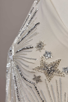 S0610 - TUL BORDADO CON LENTEJUELAS Y CANUTILLOS, PELTRE, SILVER Y OFF WHITE - (copia) - Sole Silva Telas de Novias ~ Bridal Fabrics