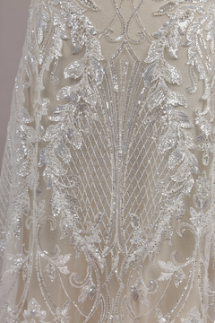 S0614 - TUL BORDADO CON LENTEJUELAS Y CANUTILLOS - Sole Silva Telas de Novias ~ Bridal Fabrics