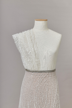 S0641 - TUL BORDADO CON LENTEJUELAS Y MOSTACILLAS - Sole Silva Telas de Novias ~ Bridal Fabrics