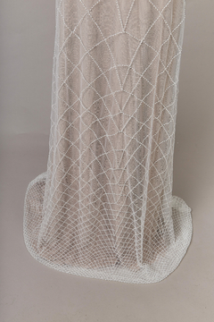 S0645 - TUL BORDADO CON MOSTACILLAS OFF WHITE en internet