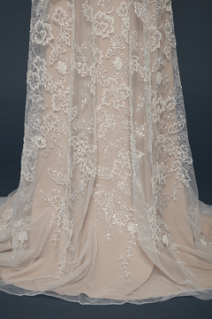 S0283 - TUL BORDADO CON LENTEJUELAS Y MOSTACILLAS - Sole Silva Telas de Novias ~ Bridal Fabrics