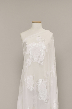 S0530 - GASA DE SEDA Y VISCOSA CON FLORES JACQUARD - comprar online