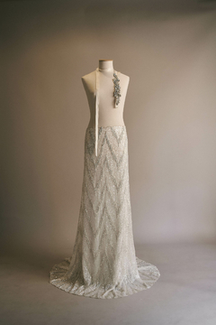 S0536 - TUL BORDADO CON LENTEJUELAS Y MOSTACILLAS - Sole Silva Telas de Novias ~ Bridal Fabrics
