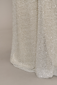 S0535 - RED BORDADA CON LUREX PLATINO BORDADA CON LENTEJUELAS Y MOSTACILLAS - Sole Silva Telas de Novias ~ Bridal Fabrics