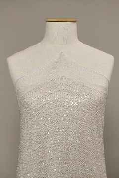 S0535 - RED BORDADA CON LUREX PLATINO BORDADA CON LENTEJUELAS Y MOSTACILLAS - tienda online
