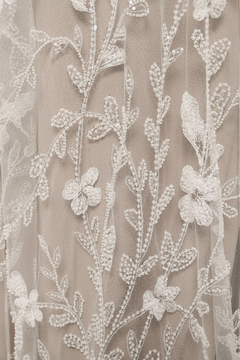S0538 - TUL BORDADO CON MOSTACILLAS Y LENTEJUELAS - Sole Silva Telas de Novias ~ Bridal Fabrics