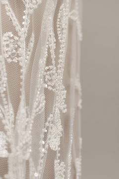 S0538 - TUL BORDADO CON MOSTACILLAS Y LENTEJUELAS - Sole Silva Telas de Novias ~ Bridal Fabrics