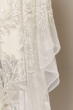 S0542 - TUL BORDADO CON LENTEJUELAS Y MOSTACILLAS - Sole Silva Telas de Novias ~ Bridal Fabrics