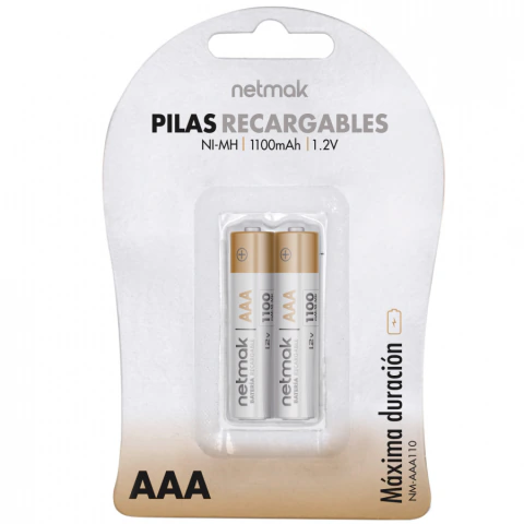 Pila Recargable AAA x 2 - 1.2V 1100mAh - Netmak
