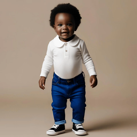 Calça de bebê brim marrom com ajuste de cintura - comprar online