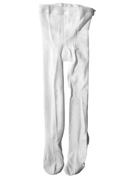 MEIA CALÇA INFANTIL BRANCA LISA - MEIA ALGODAO