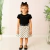 Conjunto Infantil Menina Elegante 4 a 10 anos Saia Viscose e Blusa Gola Boneca Preto - comprar online