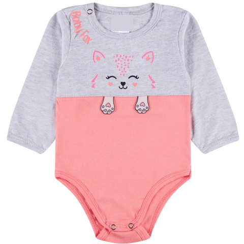 Body bebe menina manga longa interativo abertura de cabeça - comprar online