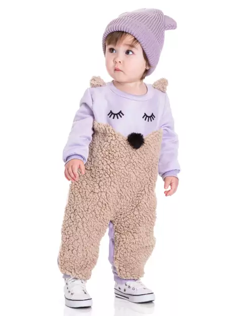 MACACÃO BEBE MOLETOM FELPUDO RAPOSA