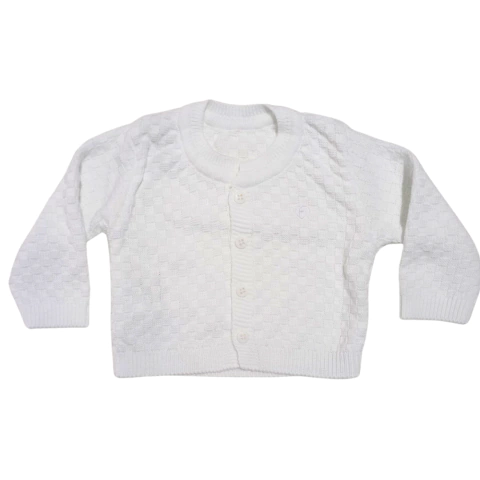 CASACO TRICO RECEM NASCIDO BEBEZINHO - BRANCO