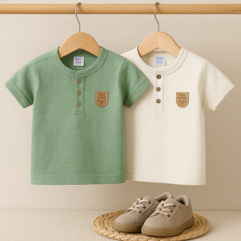 Camiseta Casual Infantil Menino Gola Portuguesa Malha Boho Esporte Fino Fresca