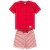 2 PEÇAS VERMELHO LISTRAS CONJUNTO INFANTIL MENINO NATAL CAMISETA COM BOLSO E BERMUDA ECOLÓGICA TAM. 1, 2, 3
