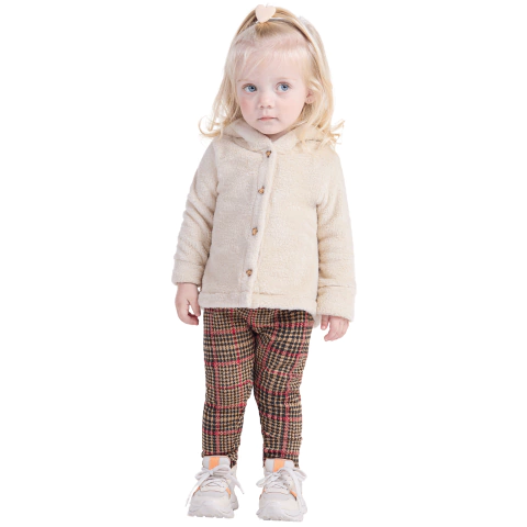 Conjunto inverno bebe menina parka casaco sobretudo fleece legging jacquard grosso