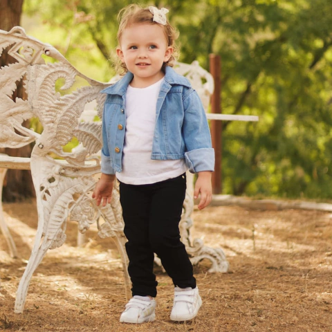 JAQUETA JEANS INFANTIL FEMININA - CRISTAL