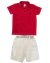 Imagem do Conjunto Infantil Menino Polo Vermelha + Bermuda Linho + Cinto Look Social Elegante para o Natal