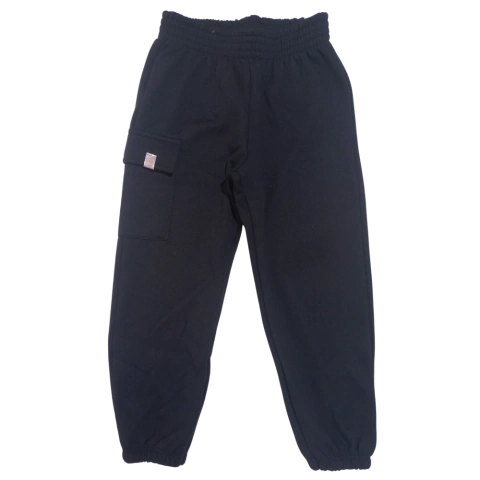 CALÇA INFANTIL FEMININA MOLETOM PELUCIADO CARGO - PRETO