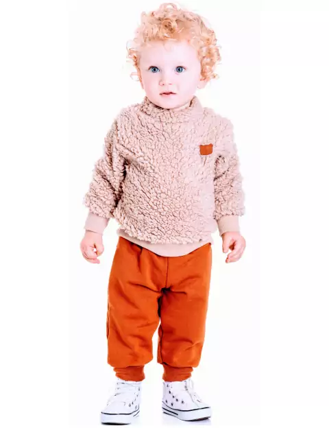 CONJ BEBE BLUSÃO TEDDY + CALÇA