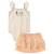 CONJUNTO BEBE BODY ALCINHA EM COTTON COM ABERTURA DE BOTÕES + SAIA EM MALHA COM BABADO TAMANHO P AO GG