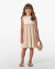 Vestido Infantil Linho com Viscose Gola com Renda Laço nas Costas Zíper Lateral Tamanhos 4 6 8 10