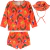 MANULELE SUPLEX LARANJA ANIMAIS CONJUNTO BEBE MENINO PRAIA PROTEÇÃO UV50+ COM CHAPÉU