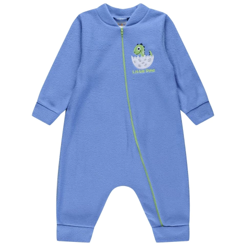 Macacão bebê em soft grosso com bordado ziper inverno frio - comprar online