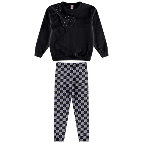CONJUNTO BLUSÃO DE LAÇO + CALÇA LEGGING