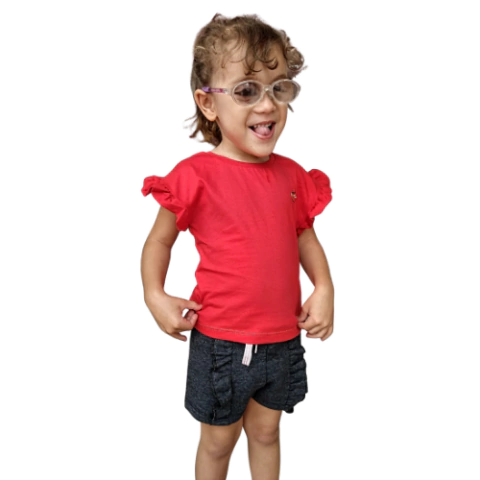 SHORTS MOLETINHO INFANTIL COM BABADO - PRETO