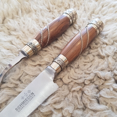 Juego comensal cuchillo y tenedor madera gallonada - comprar online