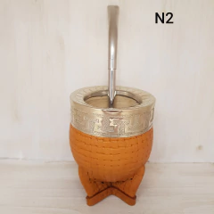 Mate Imperial Labrado Cuero Croco con Bombilla pico de loro. en internet