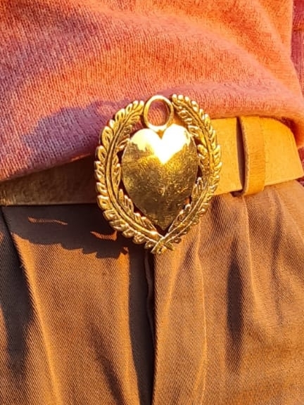 Cinto Hebillón de alpaca Corazón