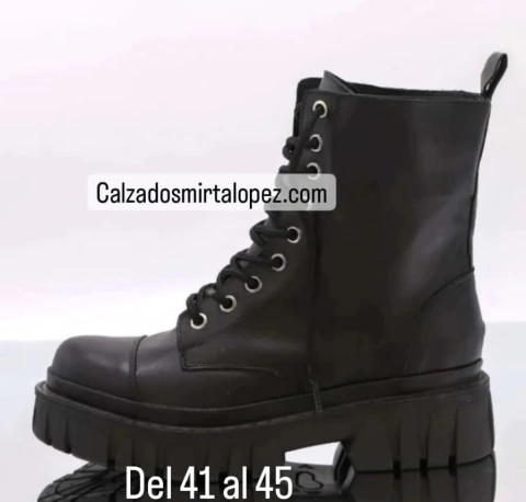 Borcegos de 9 ojales con cierre Cuero