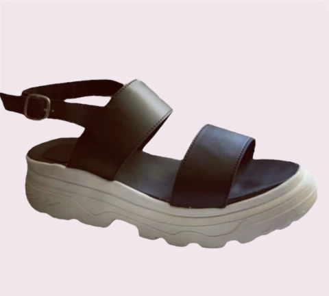 Sandalias color negro tiras paralelas base de zapatillas del 35 al 42