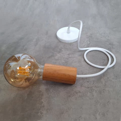 Colgante Portalámparas Cilindro Madera y Cable textil - comprar online