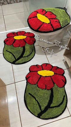 JOGO DE BANHEIRO 3 PEÇAS - MODELO FLORAL - comprar online