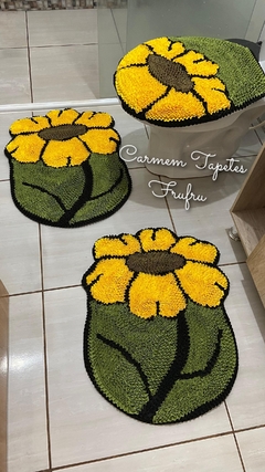 JOGO DE BANHEIRO 3 PEÇAS - MODELO FLORAL na internet